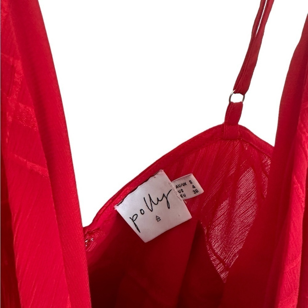 Princess Polly Theodora Romper in Red Tie Ruffle Flowy Size 4 - Picture 8 of 9